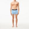 imageLacoste Mens Cotton Stretch Print Animation Trunks 3PackNavy BlueDeep OceanTropical Blue New