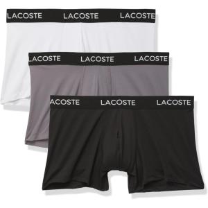 imageLacoste Mens Cotton Stretch Print Animation Trunks 3PackBlackLead GreyWhite