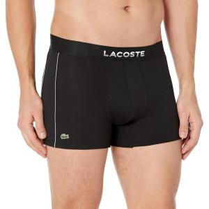 imageLacoste Mens Cotton Stretch Print Animation Trunks 3PackBlackWhite