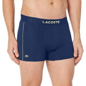 imageLacoste Mens Cotton Stretch Print Animation Trunks 3PackDeep OceanNeon Yellow