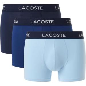 imageLacoste Mens Cotton Stretch Print Animation Trunks 3PackNavy BlueDeep OceanTropical Blue New