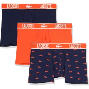 imageLacoste Mens Cotton Stretch Print Animation Trunks 3PackNavy BlueSunriseNavy Blue