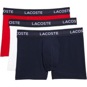 imageLacoste Mens Cotton Stretch Print Animation Trunks 3PackNavy BlueWhiteRed New