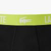 imageLacoste Mens Recycled Microfiber Ultra Dry Trunks 3PackGraphite With BlackBright Lime Waistbands