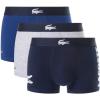 imageLacoste Mens Cotton Stretch Big Croc Print Trunks 3pack Navy BlueWhiteDove Grey Medium