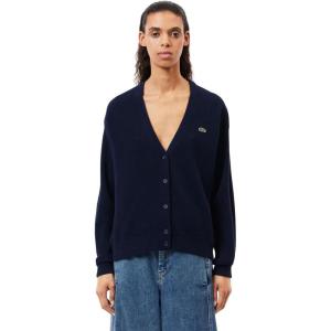 imageLacoste Womens VNeck Wool CardiganNavy Blue