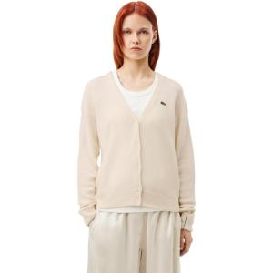 imageLacoste Womens VNeck Wool CardiganWhite