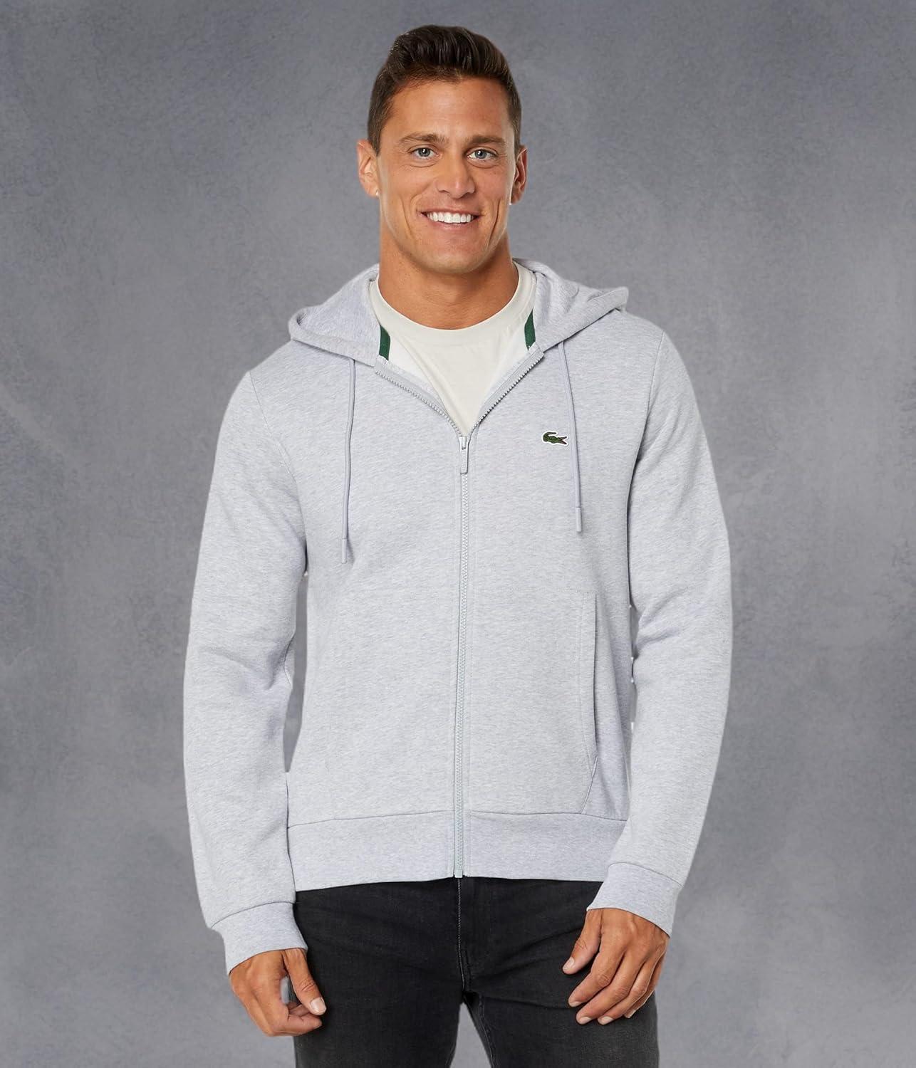 imageLACOSTE Mens Kangaroo Pocket Sweatshirt RedArgent Chine