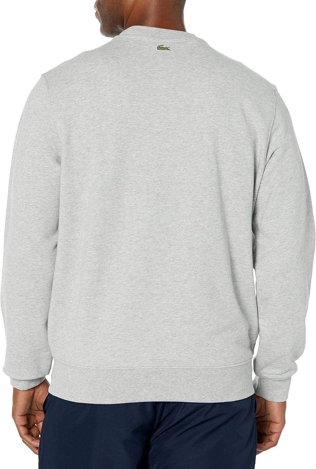 imageLacoste Mens Classic Fit Chest Croc Crew Neck SweatshirtSilver Chine
