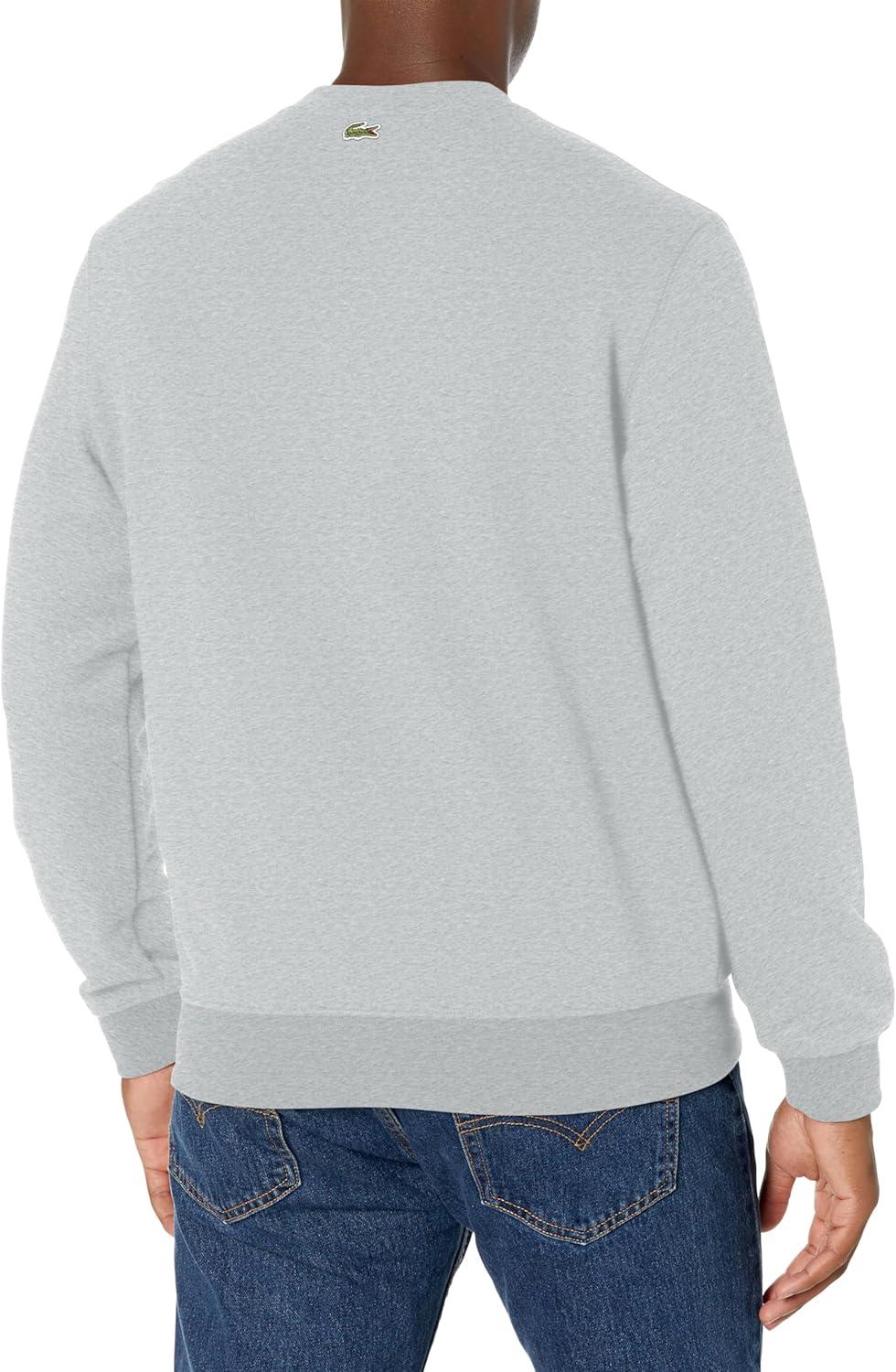 imageLacoste Mens Core Collection Classic Fit Branding Crew Neck SweatshirtArgent Chine