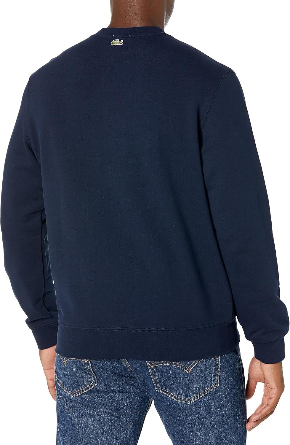 imageLacoste Mens Core Collection Classic Fit Branding Crew Neck SweatshirtMarine