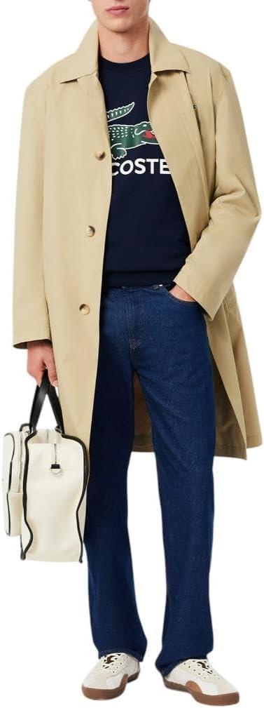 imageLacoste Mens Core Collection Classic Fit Branding Crew Neck SweatshirtNavy Blue