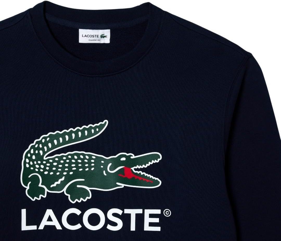 imageLacoste Mens Core Collection Classic Fit Branding Crew Neck SweatshirtNavy Blue