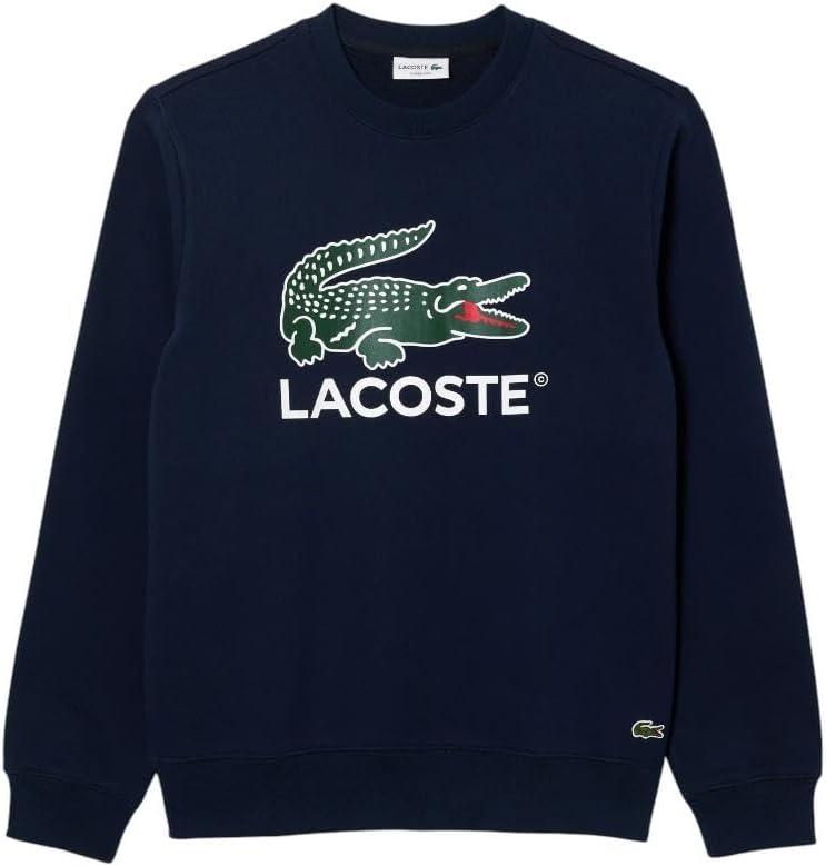 imageLacoste Mens Core Collection Classic Fit Branding Crew Neck SweatshirtNavy Blue
