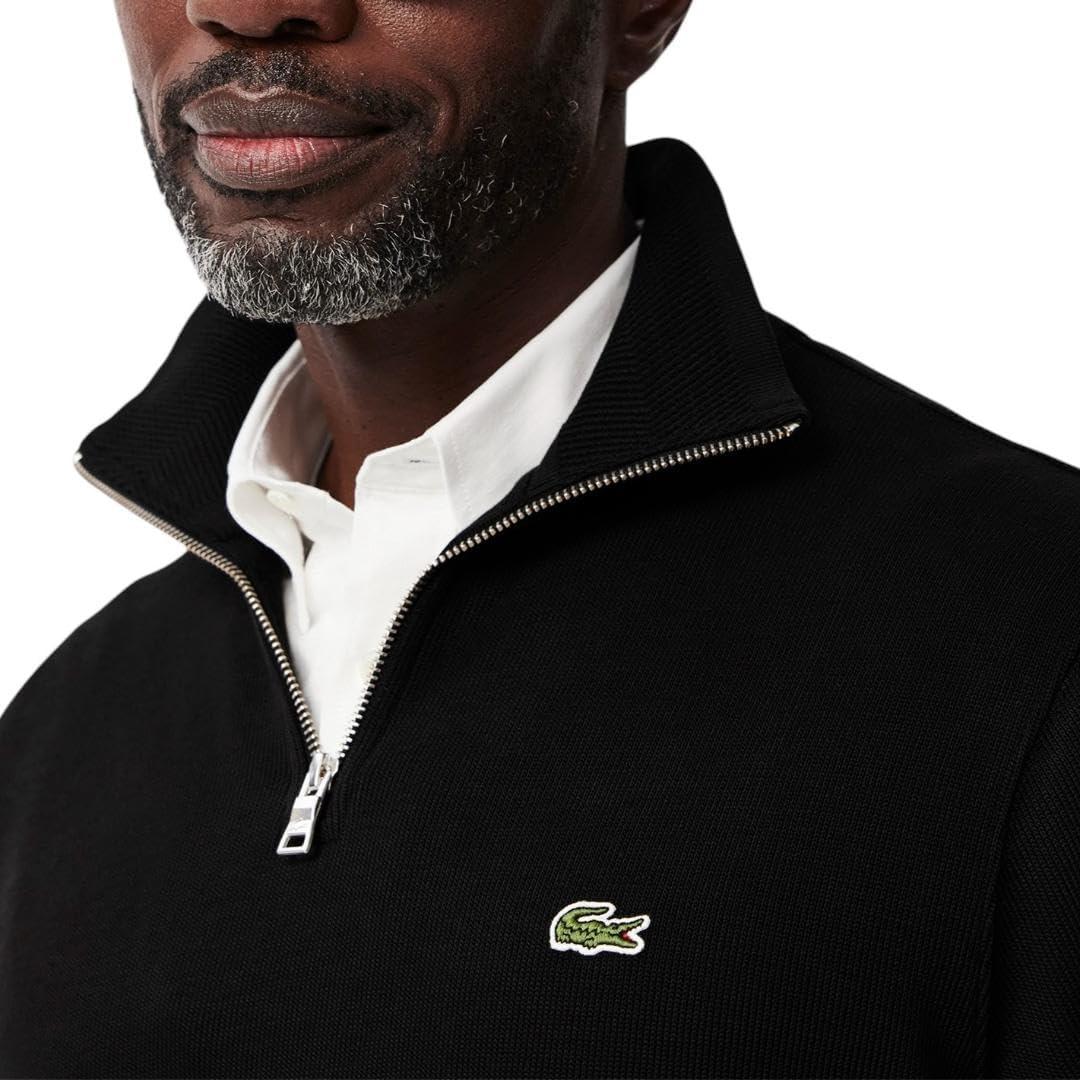 imageLacoste Mens Long Sleeve Quarter Zip Cotton SweatshirtBlack
