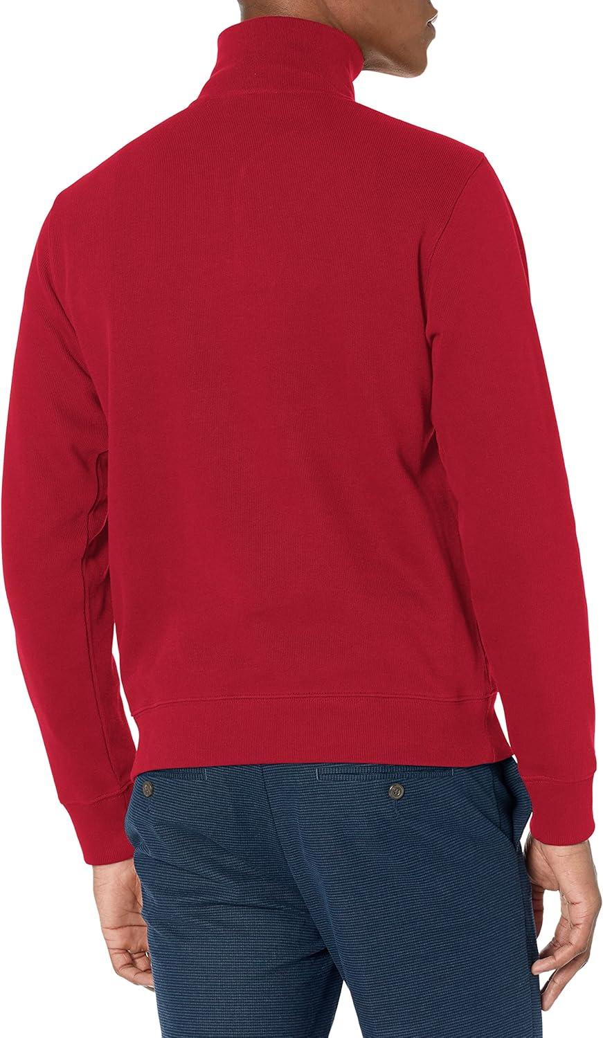 imageLacoste Mens Long Sleeve Quarter Zip Cotton SweatshirtBordeaux