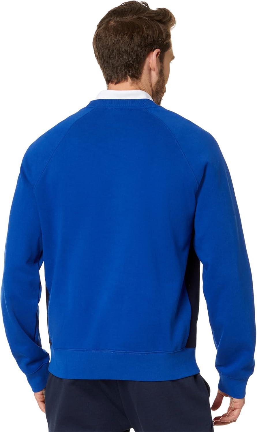 imageLacoste Mens Long Sleeve Relaxed Fit Colorblocked Crewneck SweatshirtCobaltNavy Blueflour
