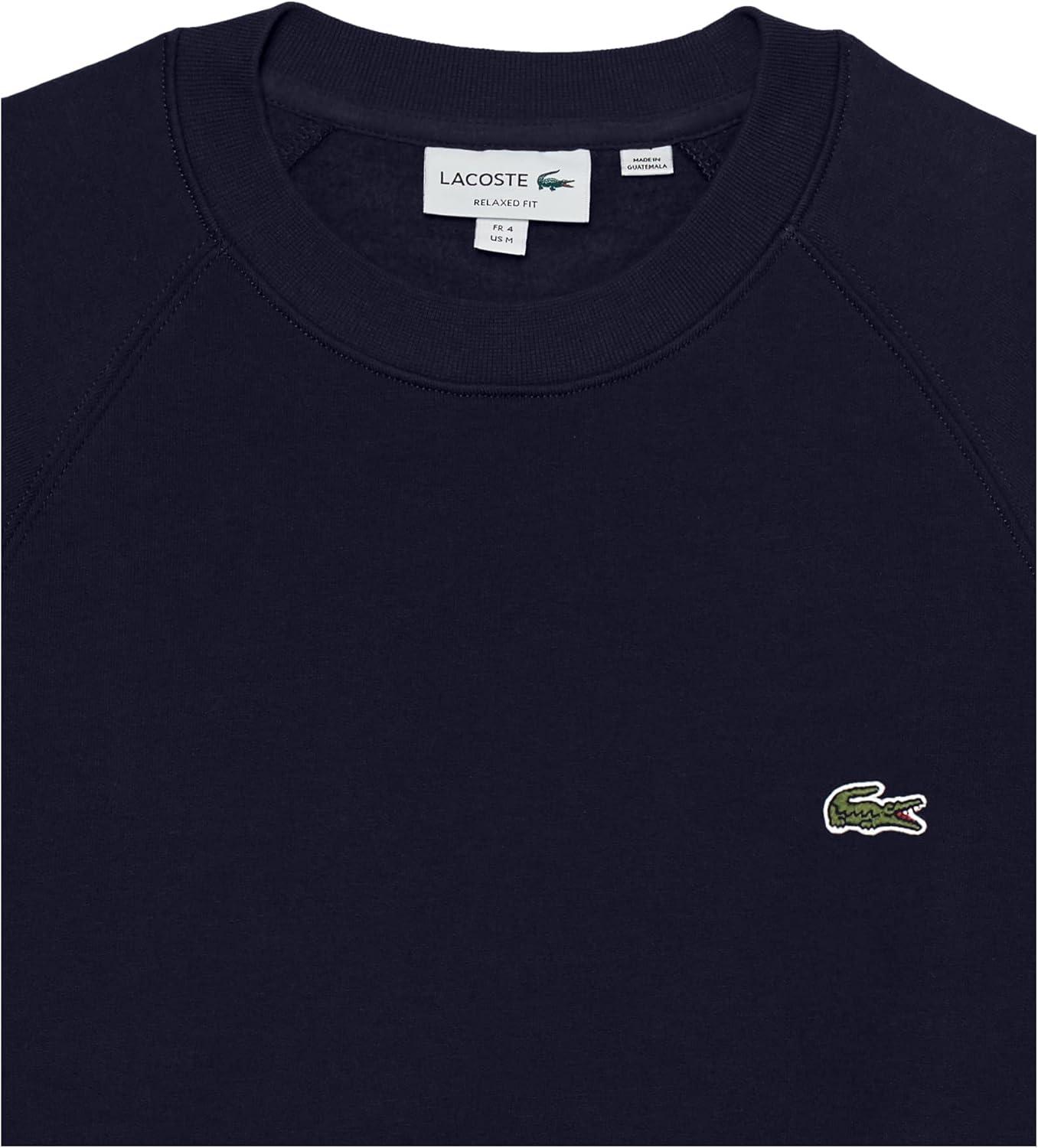 imageLacoste Mens Long Sleeve Relaxed Fit Colorblocked Crewneck SweatshirtNavy BlueGreenflour