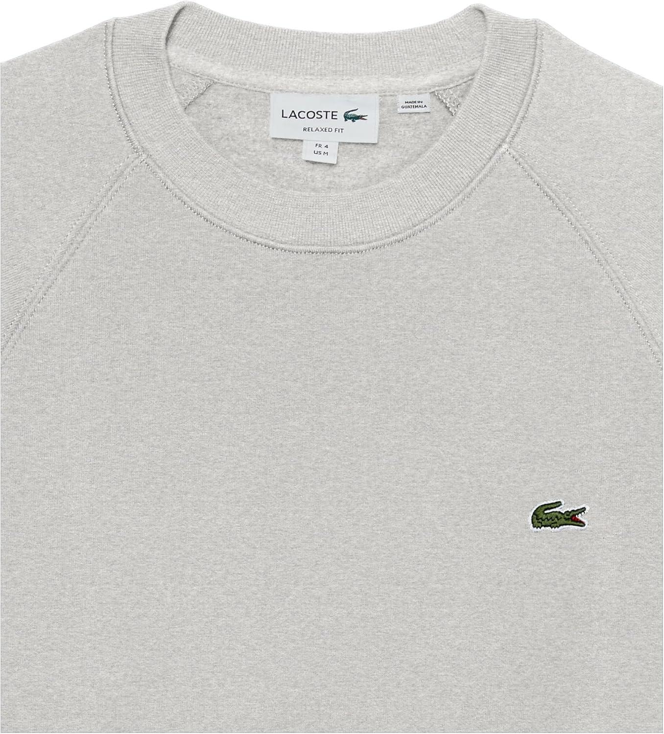 imageLacoste Mens Long Sleeve Relaxed Fit Colorblocked Crewneck SweatshirtSilver ChineBlackwhite