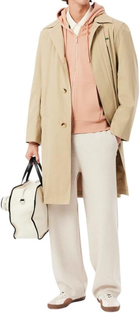 imageLacoste Mens NonBrushed Fleece Half Zip HoodieLatte