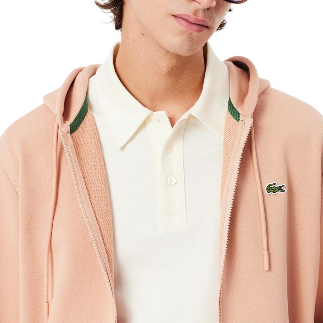 imageLacoste Mens NonBrushed Fleece Half Zip HoodieLatte