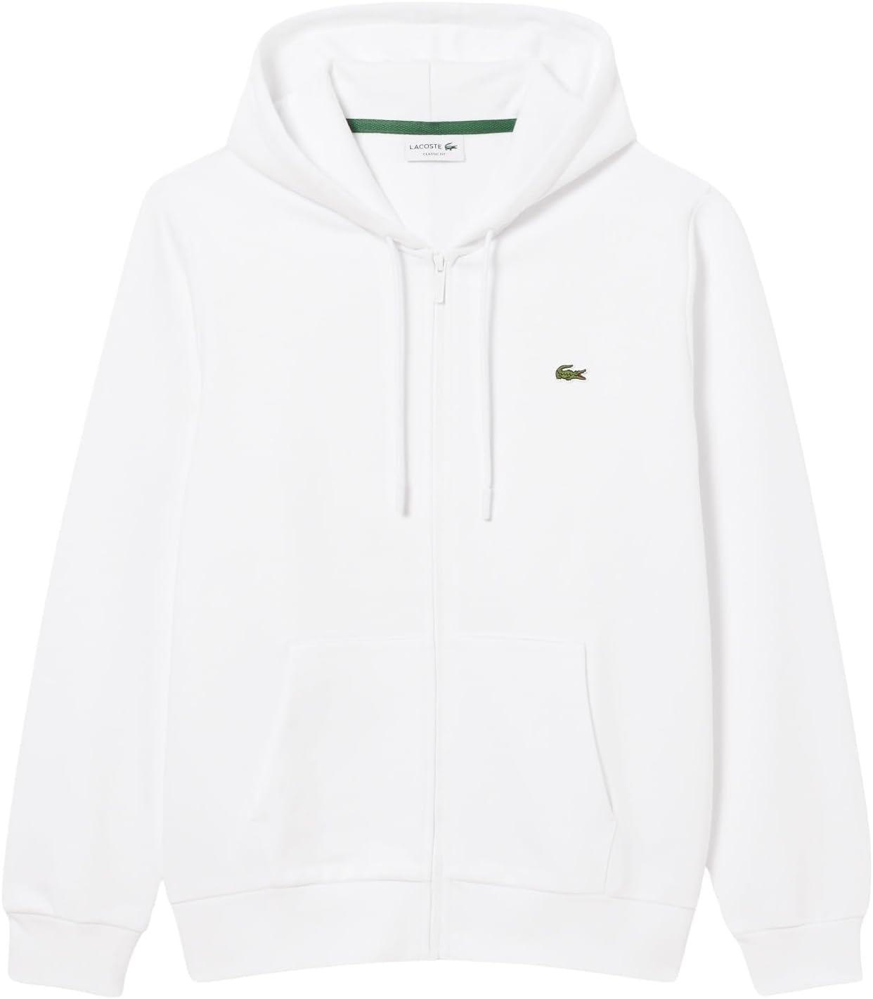 imageLacoste Mens NonBrushed Fleece Half Zip HoodieWhite