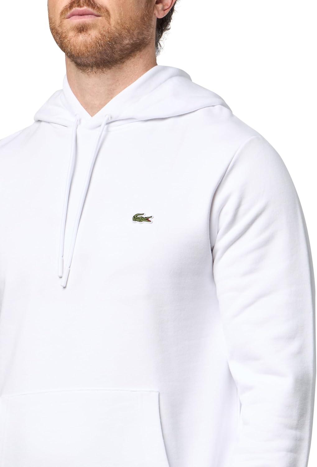 imageLacoste Mens NonBrushed Fleece HoodieWhite