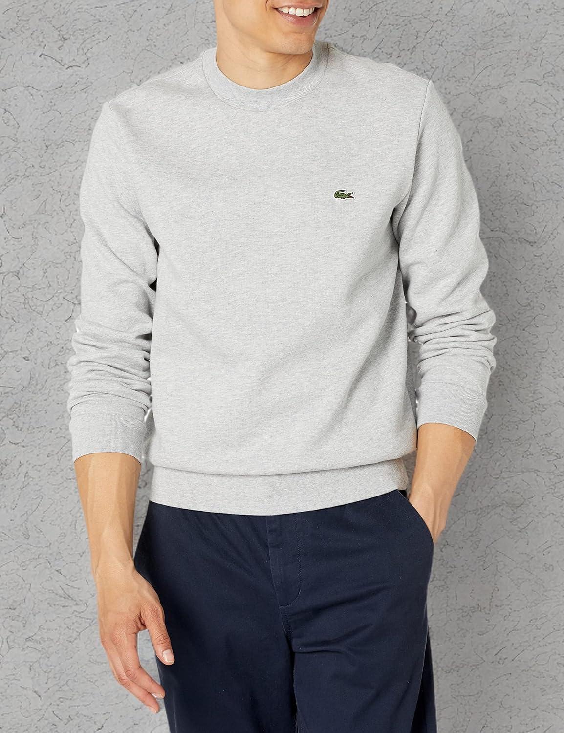 imageLacoste Mens Organic Brushed Cotton SweatshirtArgent Chine