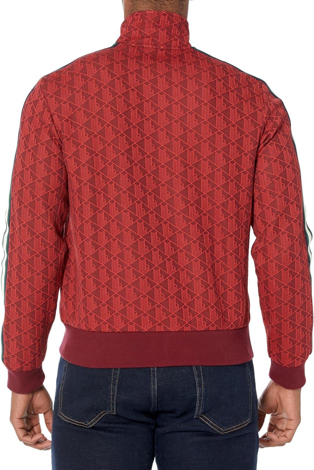 imageLacoste Mens Paris Monogram Zip Up SweatshirtPinotRed