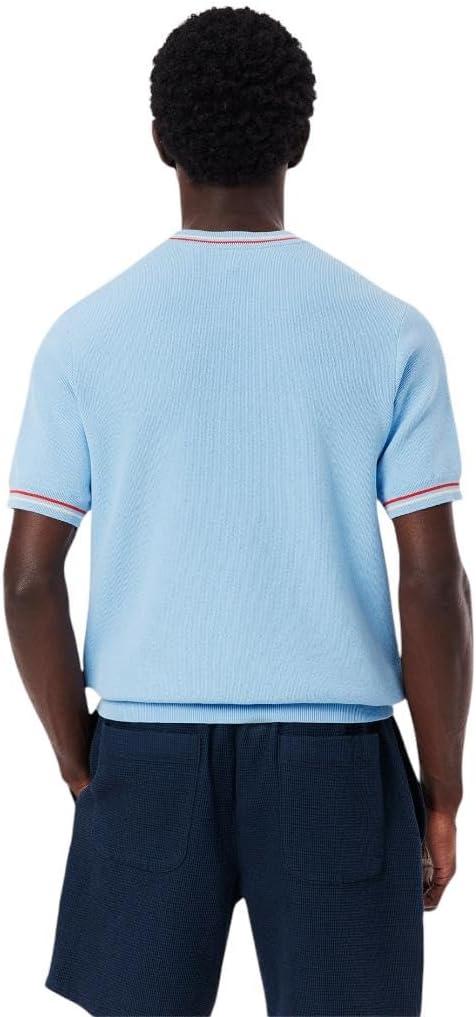 imageLacoste Mens Short Sleeve Classic Fit Crew Neck SweaterOverview Blue  Grenadine Red   Off White