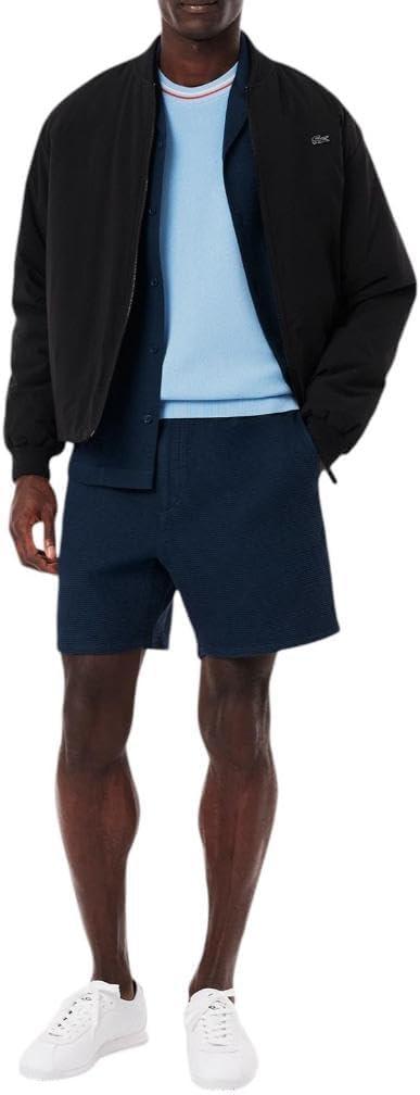 imageLacoste Mens Short Sleeve Classic Fit Crew Neck SweaterOverview Blue  Grenadine Red   Off White