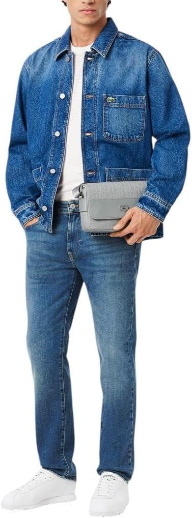 imageLacoste Mens Slim Fit Stretch Cotton Denim JeansWashed Deep Medium