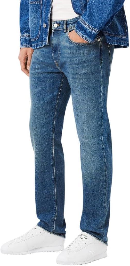 imageLacoste Mens Slim Fit Stretch Cotton Denim JeansWashed Deep Medium