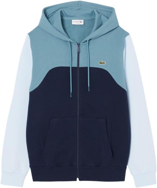 imageLacoste mens Classic Fit Colorblock Zip SweatshirtNavy Blue  Dark Blue   Light Blue