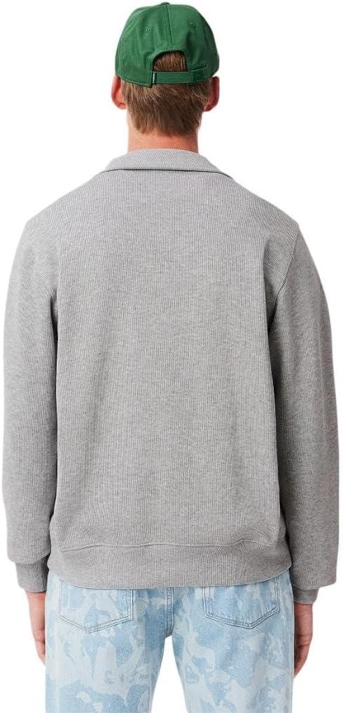 imageLacoste mens Mens Long Sleeve Quarter Zip Cotton SweatshirtSilver Chine