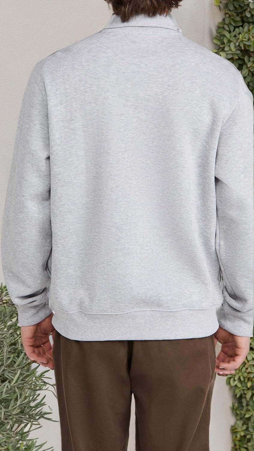 imageLacoste mens Mens Long Sleeve Quarter Zip Cotton SweatshirtSilver Chine