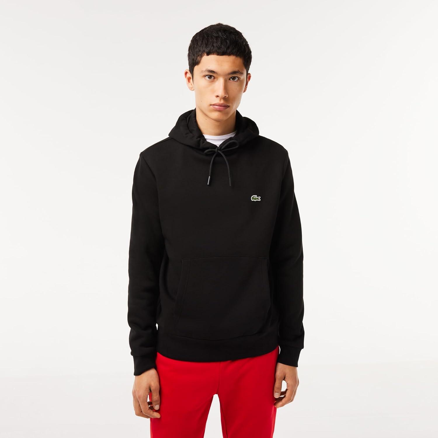 imageLacoste mens Mens Long Sleeve Solid Pop Over SweaterSweatshirtBlack