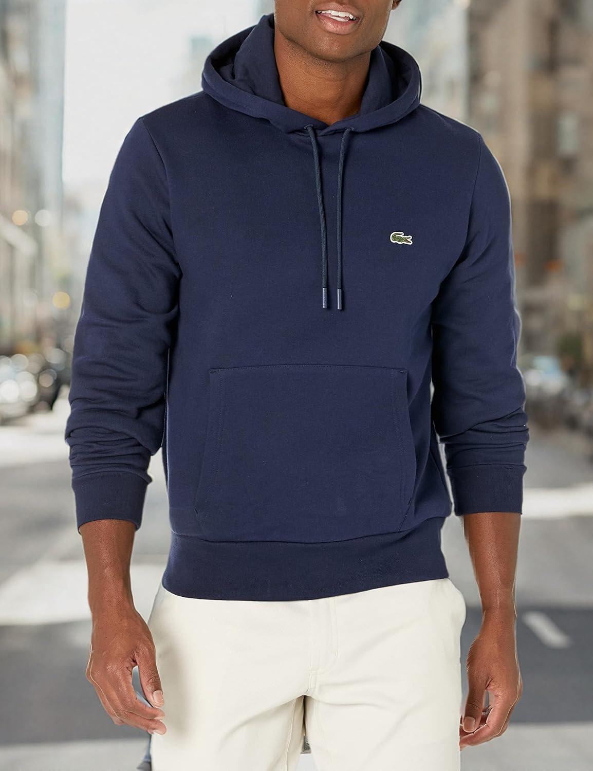 imageLacoste mens Mens Long Sleeve Solid Pop Over SweaterSweatshirtNavy Blue