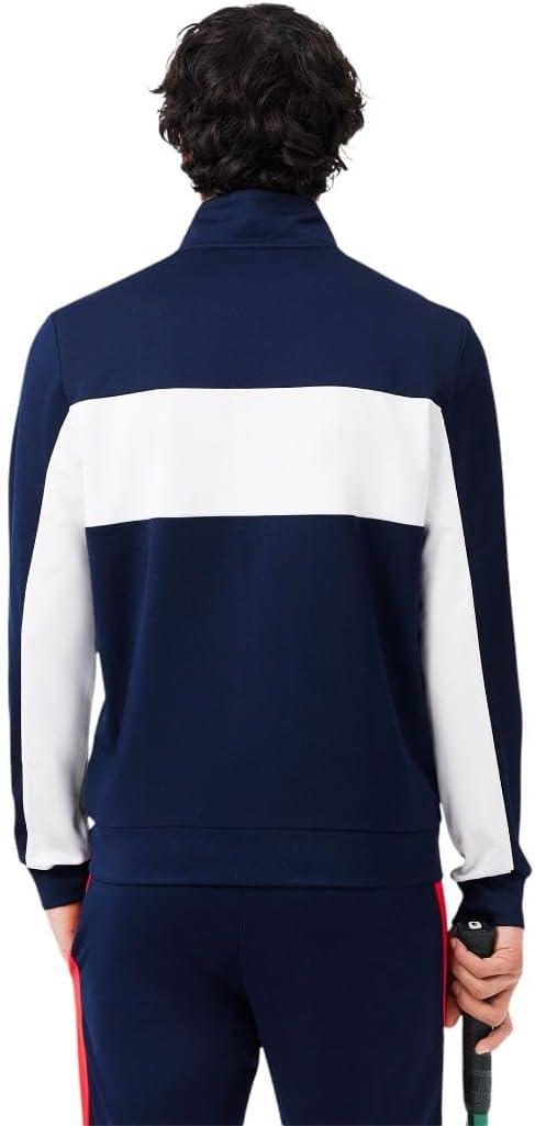 imageLacoste mens Sport Print Branding Zipped Sport SweatshirtNavy BlueWhiteGrenadine Red