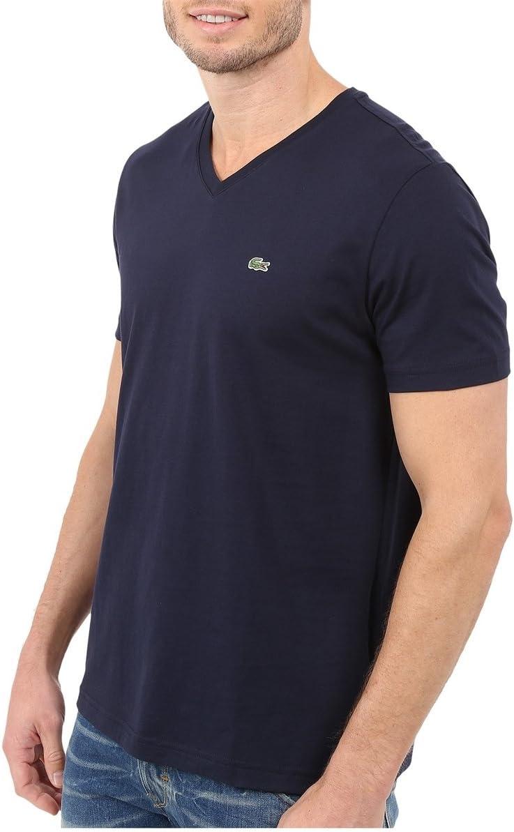 imageYellow Pima Cotton VNeck TShirt by LacosteNavy Blue