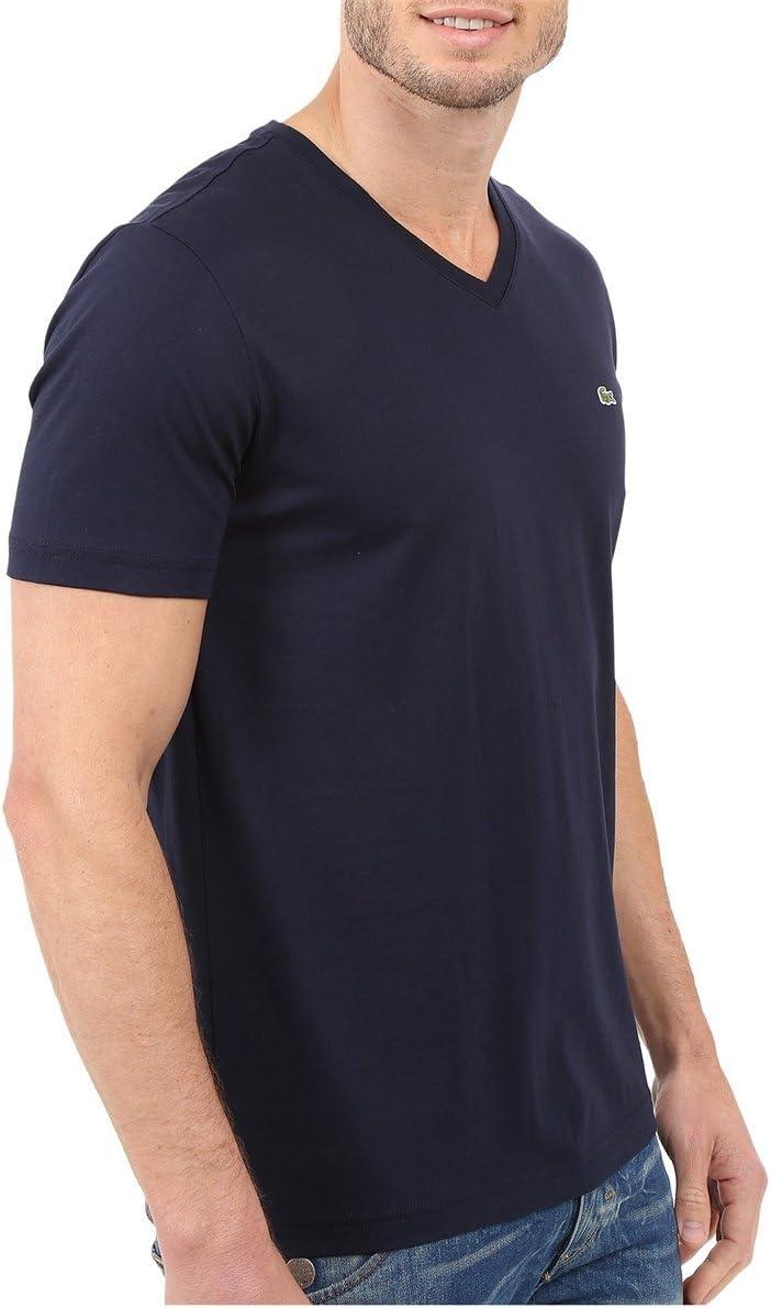 imageYellow Pima Cotton VNeck TShirt by LacosteNavy Blue