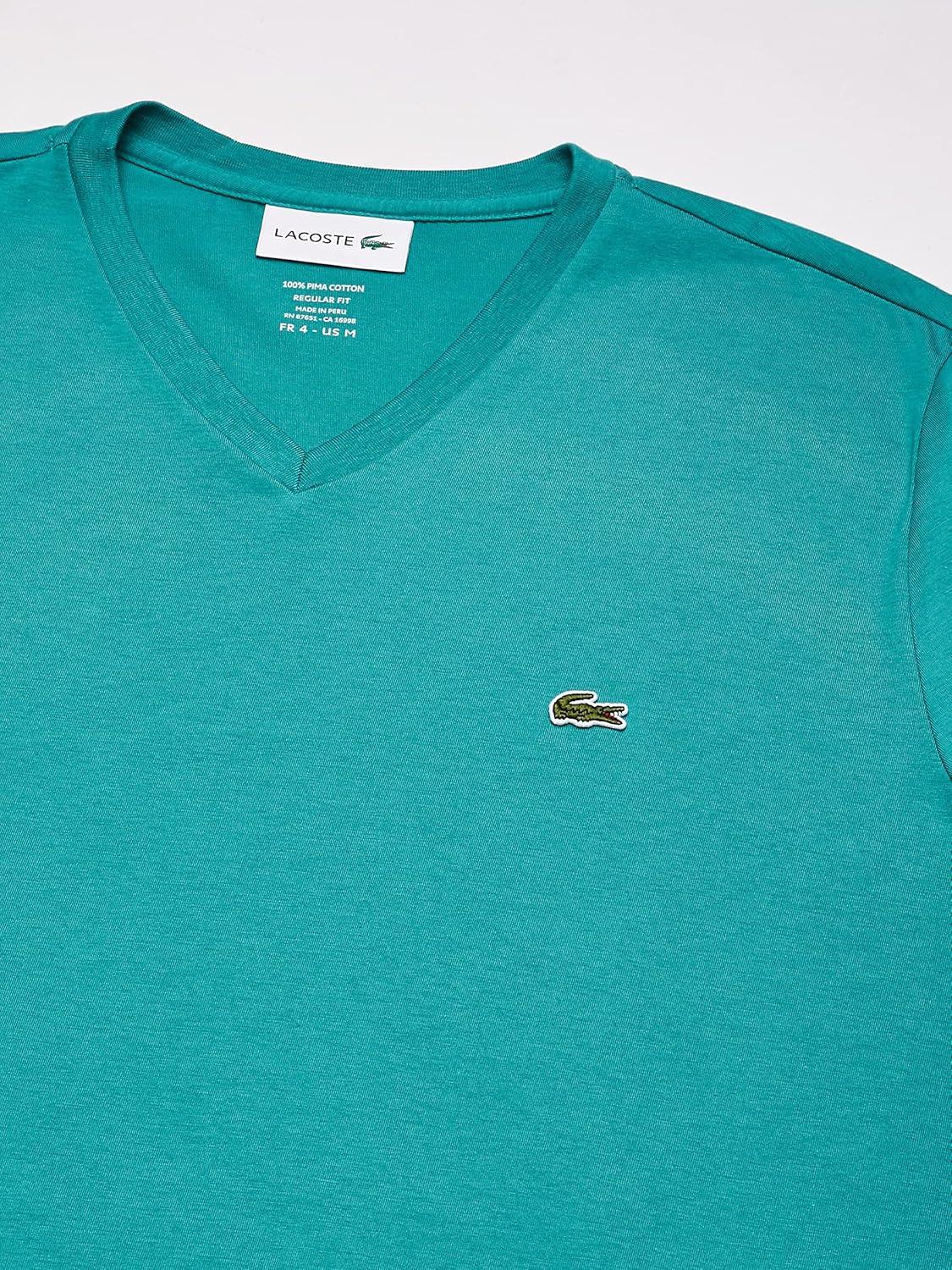 imageYellow Pima Cotton VNeck TShirt by LacosteNiagara Blue