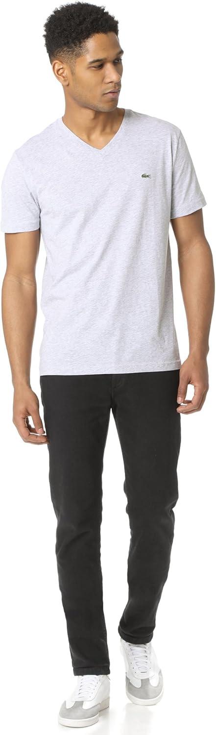 imageYellow Pima Cotton VNeck TShirt by LacosteSilverGrey Chine