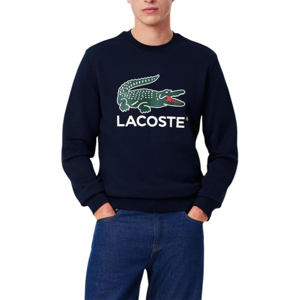 imageLacoste Mens Core Collection Classic Fit Branding Crew Neck SweatshirtNavy Blue