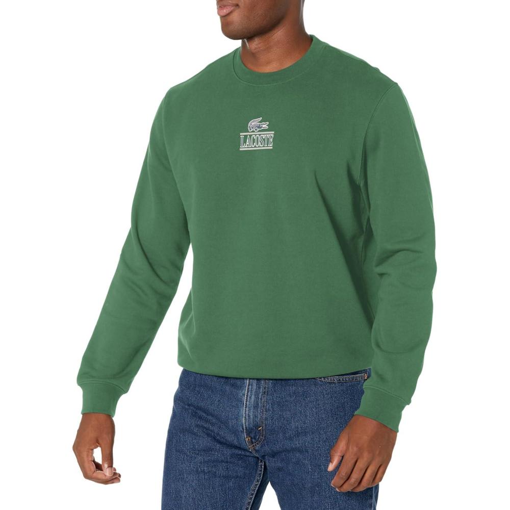 imageLacoste Mens Core Collection Classic Fit Branding Crew Neck SweatshirtVert