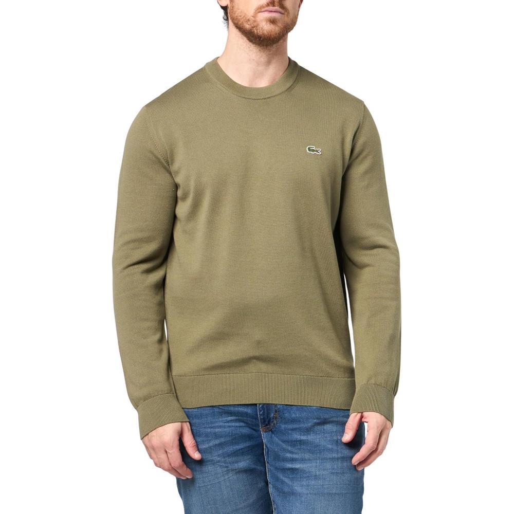 imageLacoste Mens Long Sleeve Crew Neck Regular Fit SweaterOlive