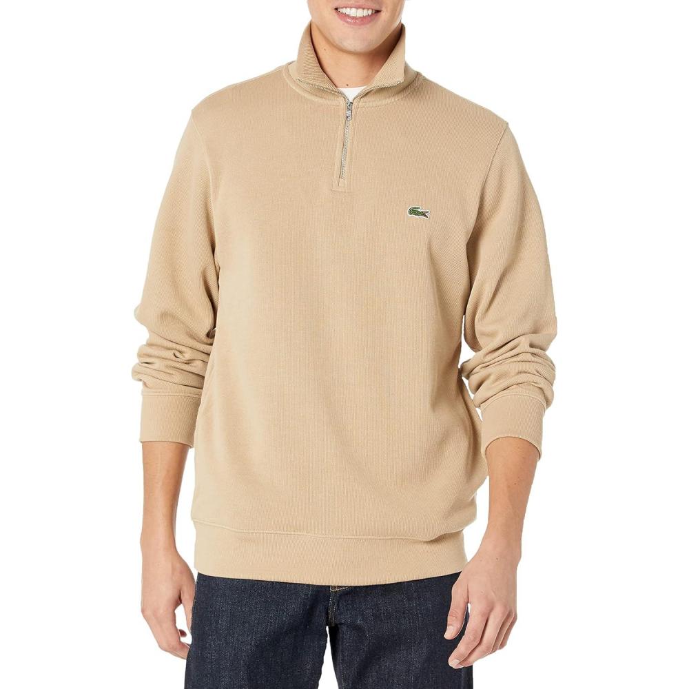 imageLacoste Mens Long Sleeve Quarter Zip Cotton SweatshirtViennois
