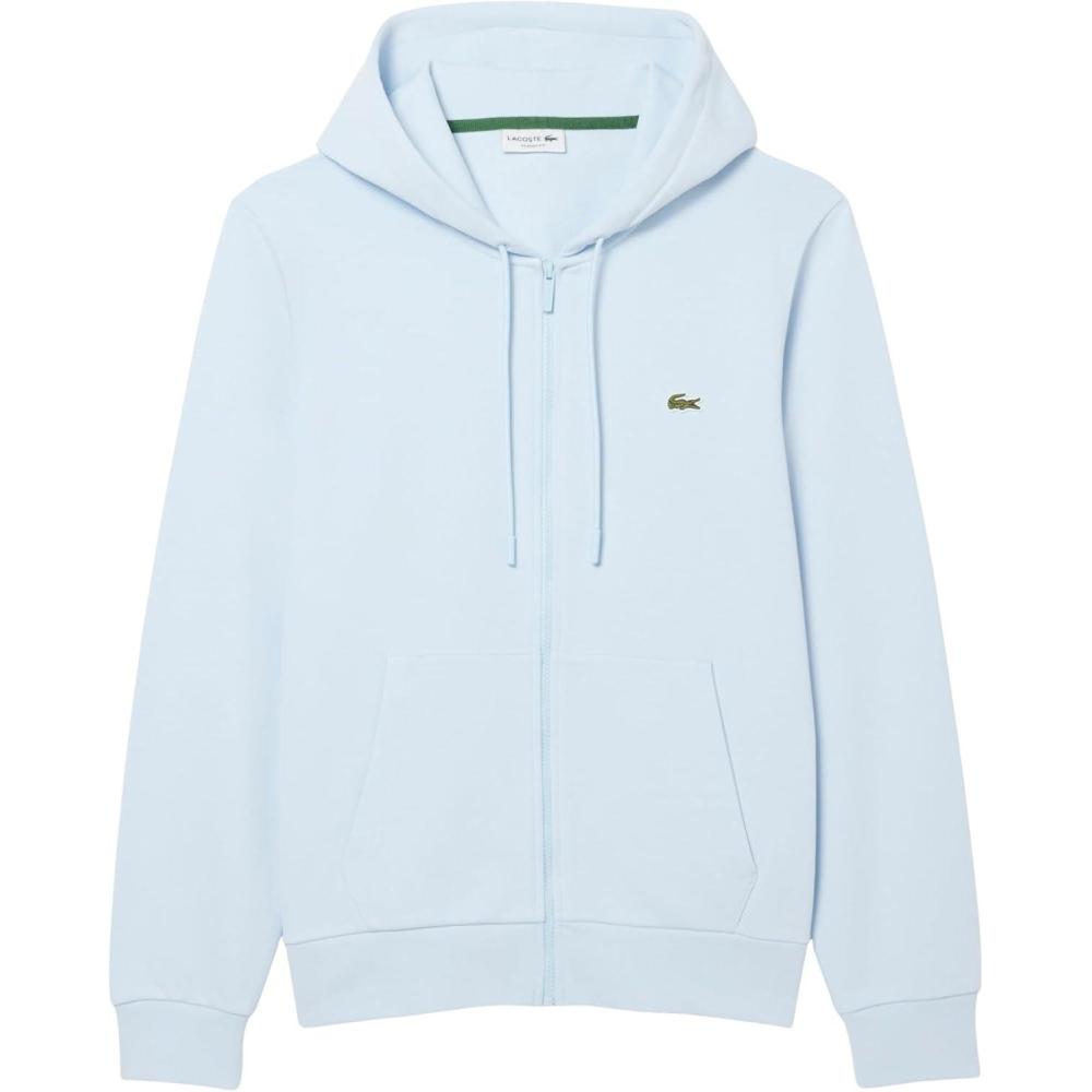 imageLacoste Mens NonBrushed Fleece Half Zip HoodieLight Blue