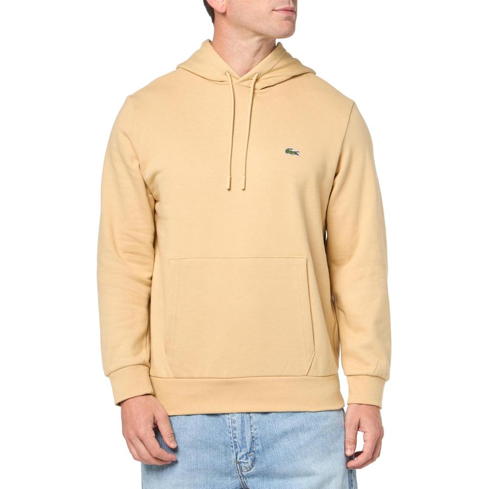 imageLacoste mens Mens Long Sleeve Solid Pop Over SweaterSweatshirtCroissant