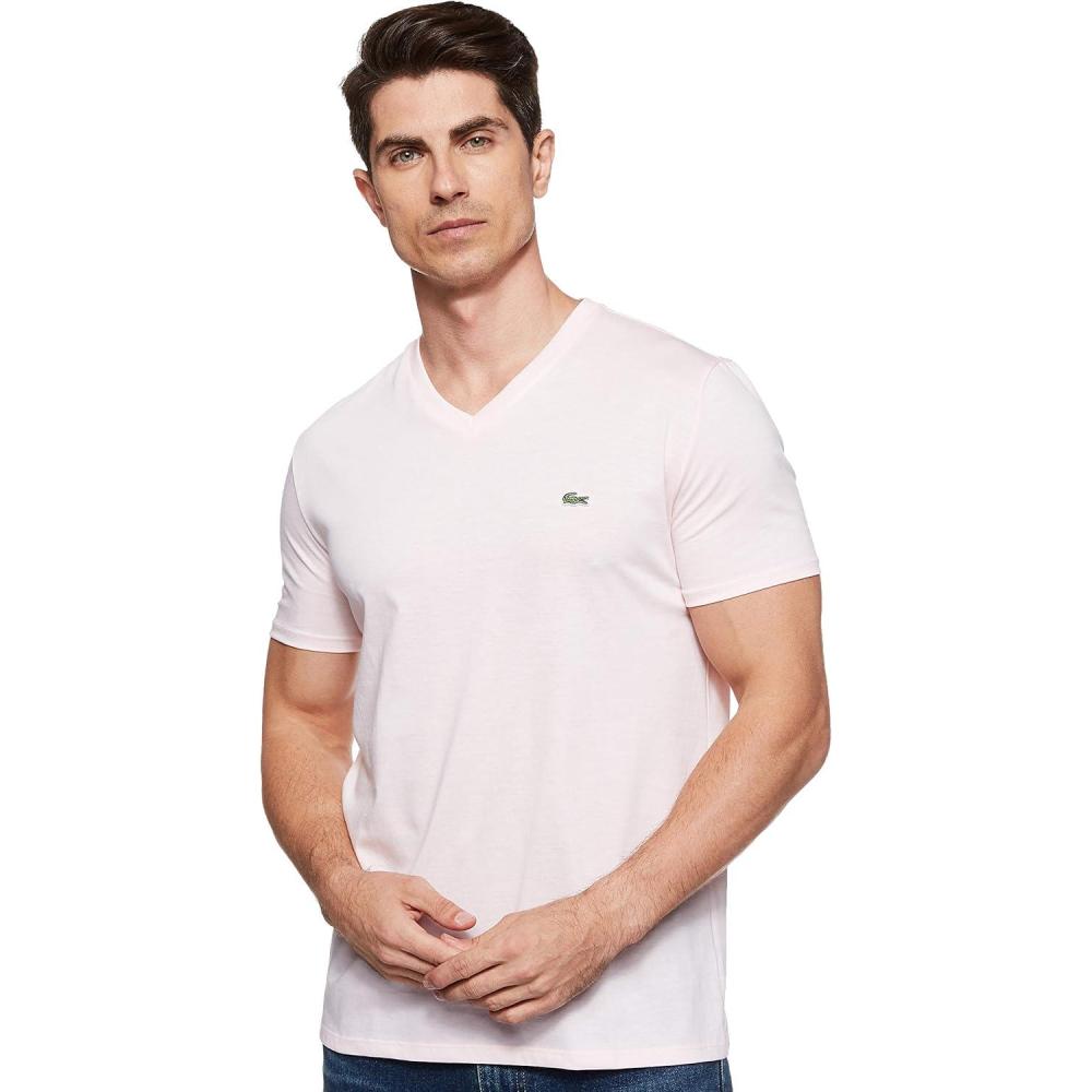 imageYellow Pima Cotton VNeck TShirt by LacosteFlamingo